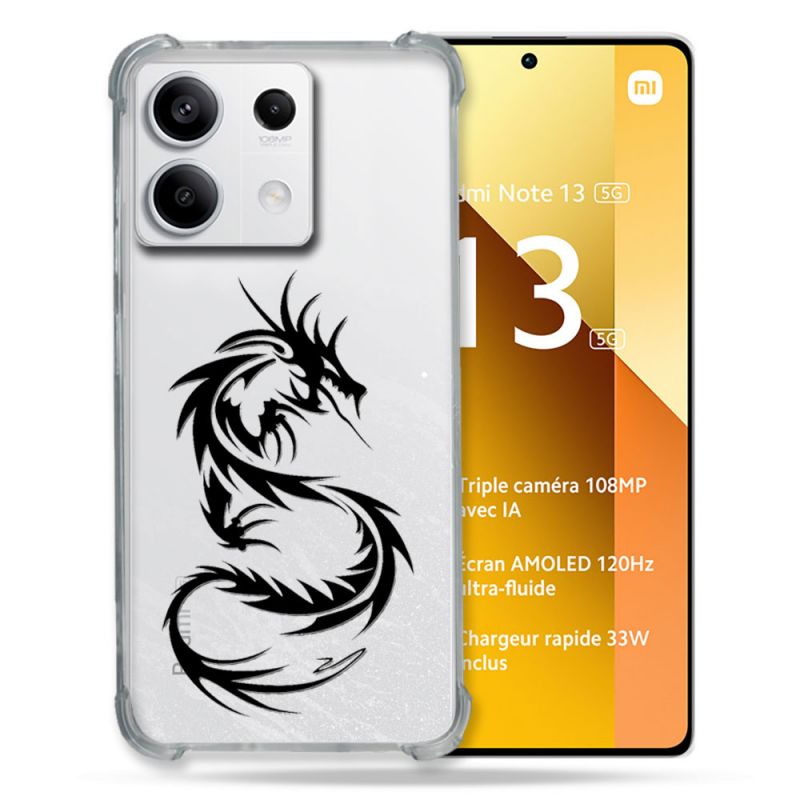 Coque Renforcée Transparente Pour Xiaomi Redmi Note 13 5G Dragon Noir