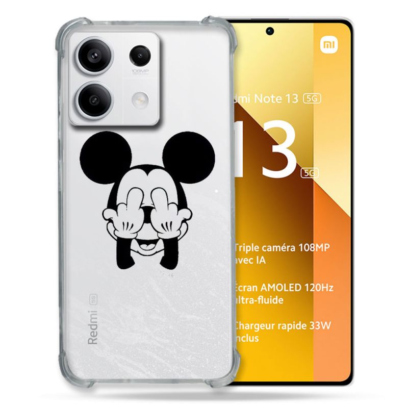 Coque Renforcée Transparente Pour Xiaomi Redmi Note 13 5G Mickey doigt