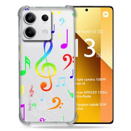 Coque Renforcée Transparente Pour Xiaomi Redmi Note 13 5G Note Musique Colore