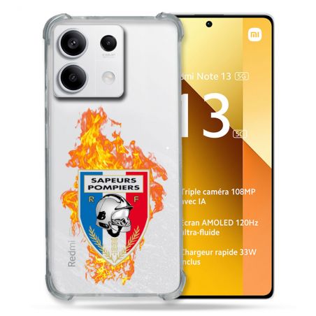 Coque Renforcée Transparente Pour Xiaomi Redmi Note 13 5G Pompier Feu