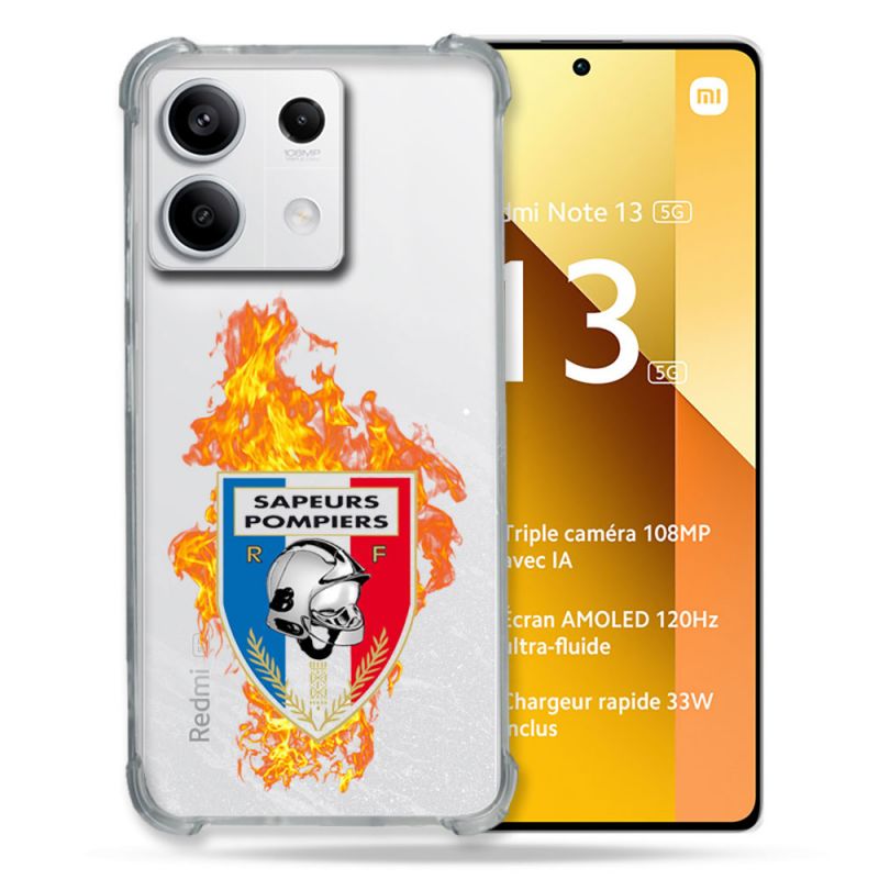 Coque Renforcée Transparente Pour Xiaomi Redmi Note 13 5G Pompier Feu