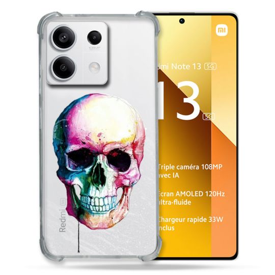 Coque Renforcée Transparente Pour Xiaomi Redmi Note 13 5G Skull Head Crane Colore