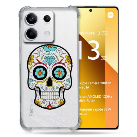 Coque Renforcée Transparente Pour Xiaomi Redmi Note 13 5G Tete Mort Color