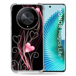 Coque Renforcé Pour Honor Magic 6 Lite 5G Amour Coeur Rose Montant sur Noir