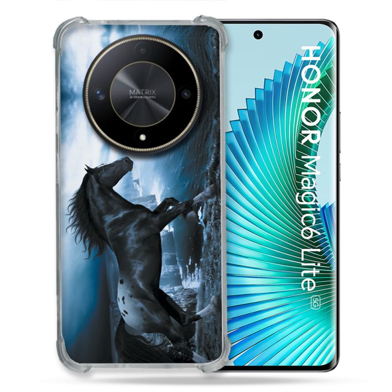 Coque Renforcé Pour Honor Magic 6 Lite 5G Animal Cheval Noir