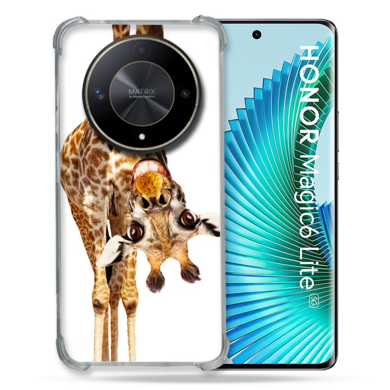 Coque Renforcé Pour Honor Magic 6 Lite 5G Animal Girafe Blanche