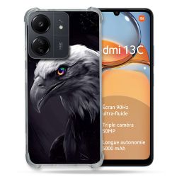 Coque Renforcé Pour Xiaomi Redmi 13C Animal Aigle Royal Noir