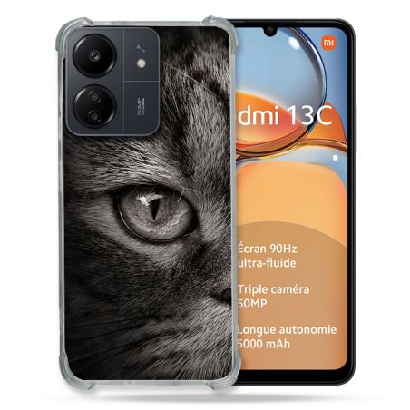 Coque Renforcé Pour Xiaomi Redmi 13C Animal Chat Gris