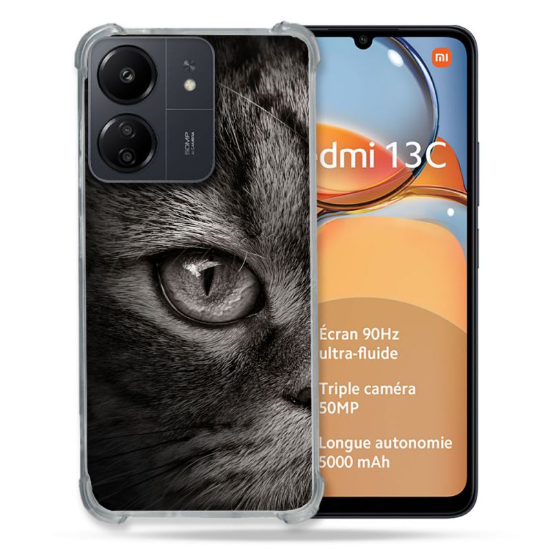 Coque Renforcé Pour Xiaomi Redmi 13C Animal Chat Gris