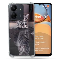 Coque Renforcé Pour Xiaomi Redmi 13C Animal Chat Reflet