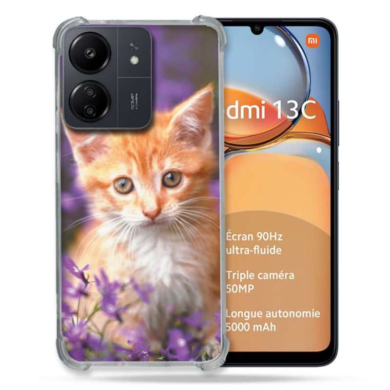 Coque Renforcé Pour Xiaomi Redmi 13C Animal Chat Violet