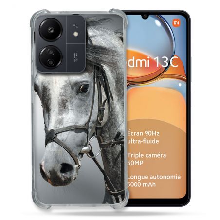 Coque Renforcé Pour Xiaomi Redmi 13C Animal Cheval Blanc