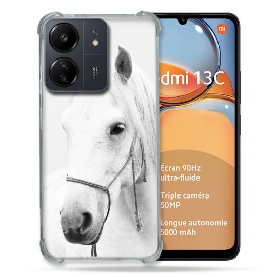 Coque Renforcé Pour Xiaomi Redmi 13C Animal Cheval Cristal