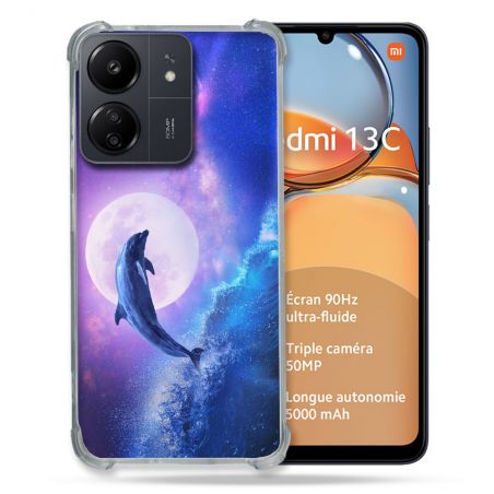 Coque Renforcé Pour Xiaomi Redmi 13C Animal Dauphin Vague