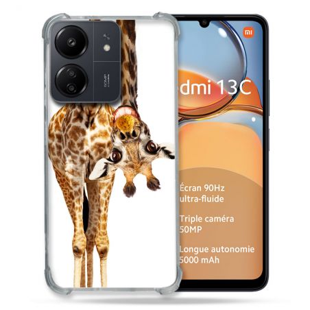 Coque Renforcé Pour Xiaomi Redmi 13C Animal Girafe Blanche