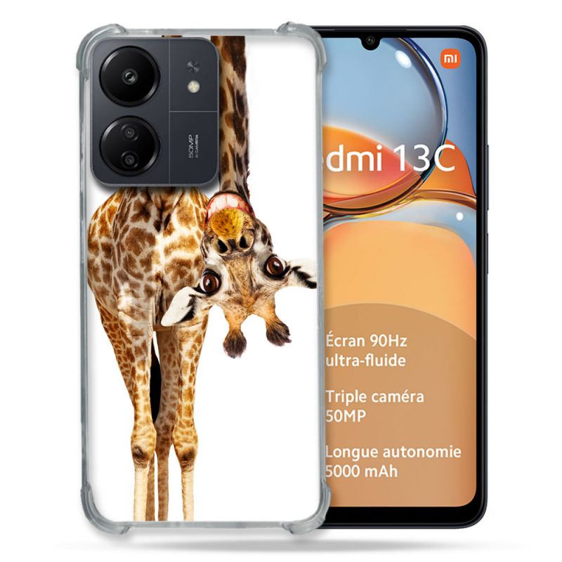 Coque Renforcé Pour Xiaomi Redmi 13C Animal Girafe Blanche