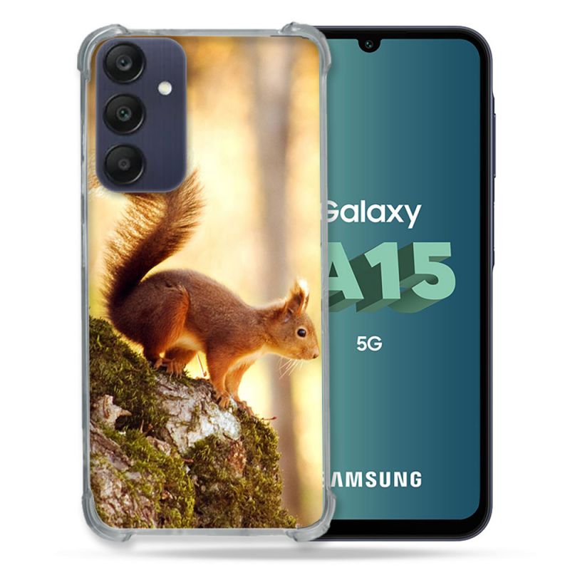 Coque Renforcée Pour Samsung Galaxy A15 4G / 5G Animal Ecureuil Bois