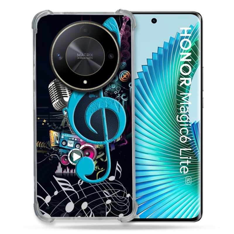 Coque Renforcé Pour Honor Magic 6 Lite 5G Musique Cle Sol Bleu