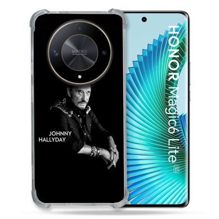 Coque Renforcé Pour Honor Magic 6 Lite 5G Musique Johnny Hallyday Noir