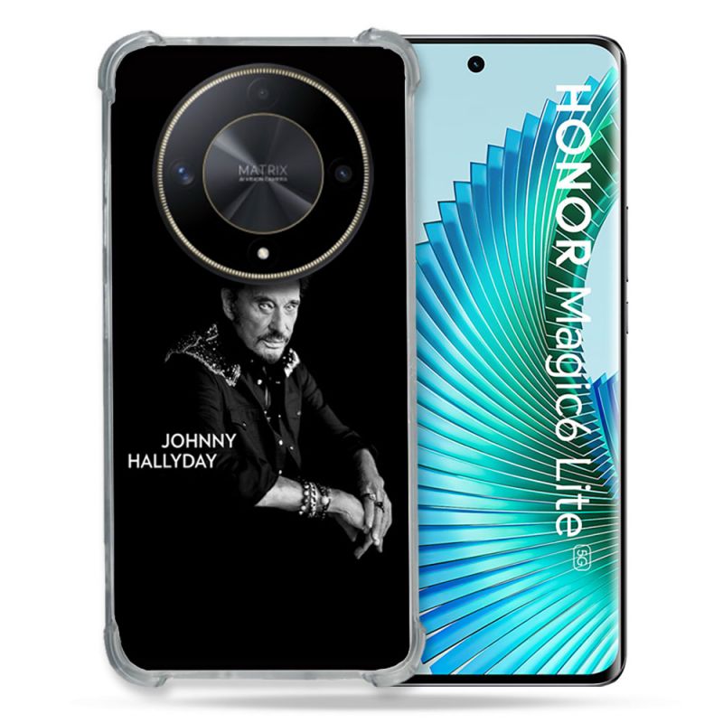 Coque Renforcé Pour Honor Magic 6 Lite 5G Musique Johnny Hallyday Noir