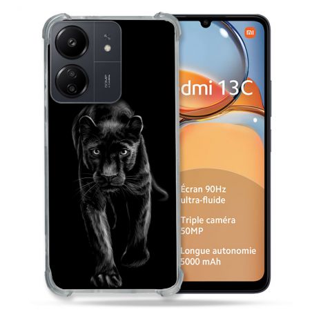 Coque Renforcé Pour Xiaomi Redmi 13C Animal Panthère Noire