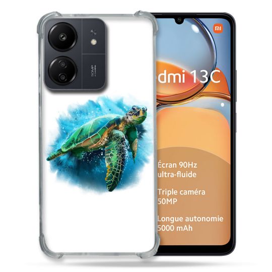 Coque Renforcé Pour Xiaomi Redmi 13C Animal Tortue Blanche multicolore