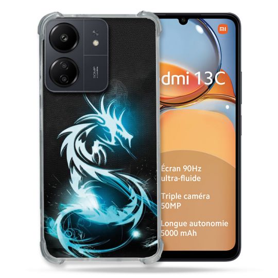 Coque Renforcé Pour Xiaomi Redmi 13C Fantastique Dragon Bleu