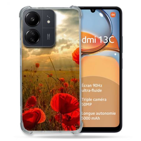 Coque Renforcé Pour Xiaomi Redmi 13C Fleur Coquelicot