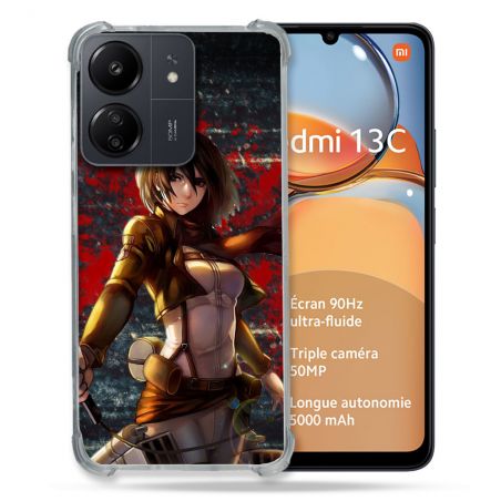 Coque Renforcé Pour Xiaomi Redmi 13C Manga Attaque Titans Mikasa