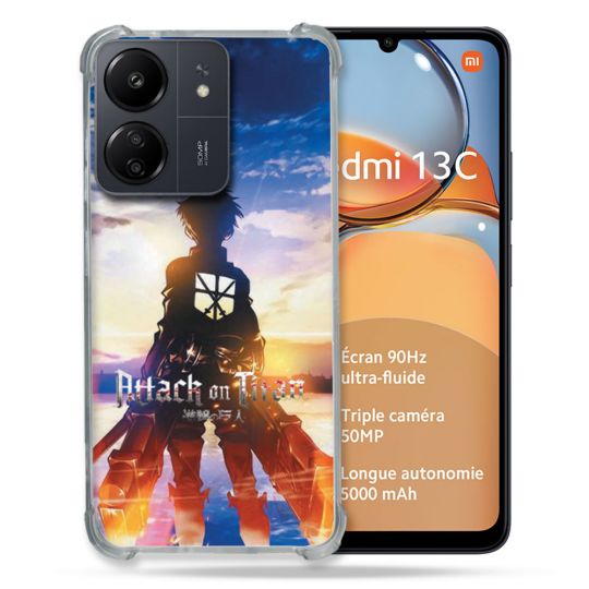 Coque Renforcé Pour Xiaomi Redmi 13C Manga Attaque Titans Soleil