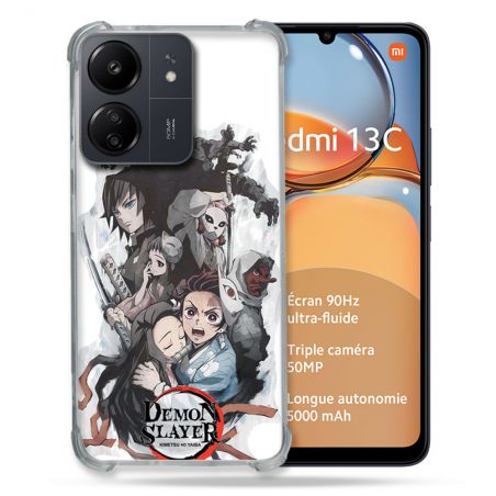 Coque Renforcé Pour Xiaomi Redmi 13C Manga Demon Slayer Blanc