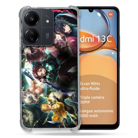Coque Renforcé Pour Xiaomi Redmi 13C Manga Demon Slayer Groupe
