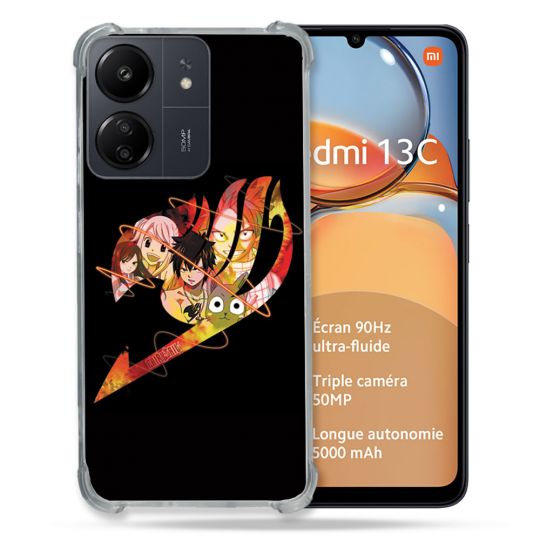Coque Renforcé Pour Xiaomi Redmi 13C Manga Fairy Tail Logo Noir