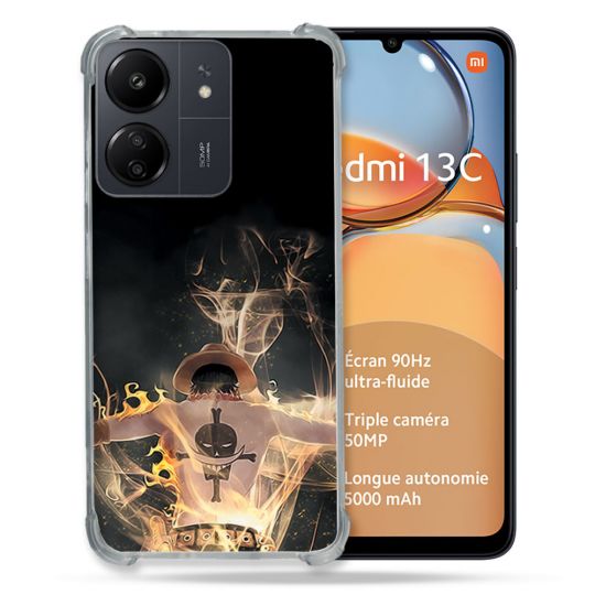 Coque Renforcé Pour Xiaomi Redmi 13C Manga One Piece Ace Noir