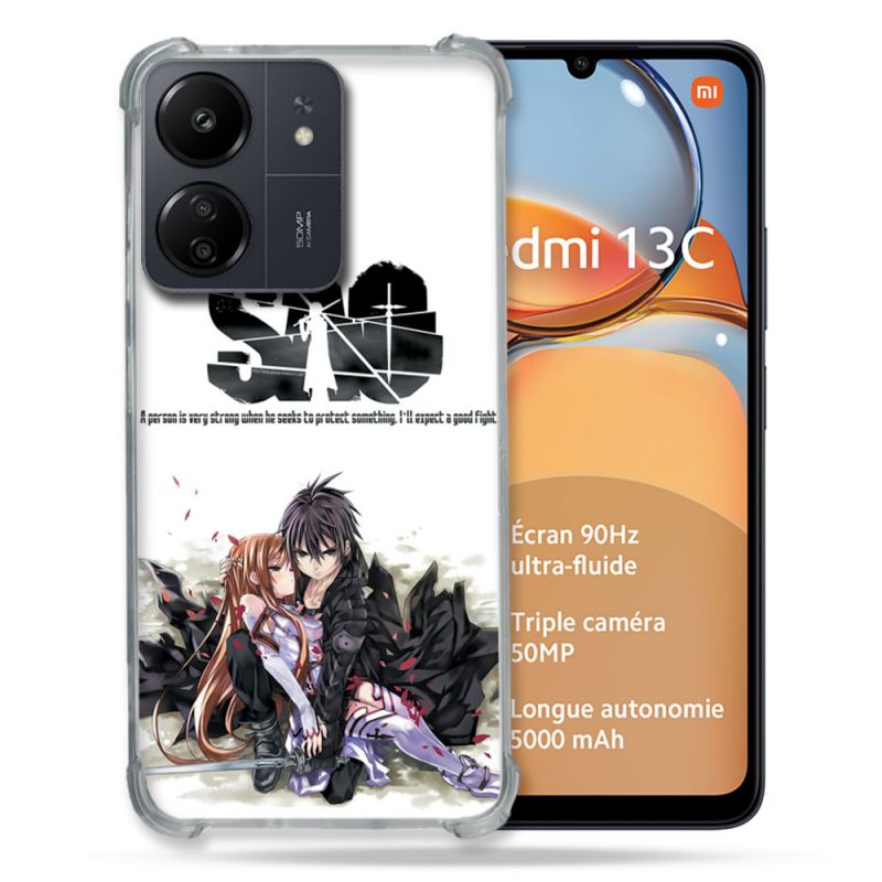 Coque Renforcé Pour Xiaomi Redmi 13C Manga SAO sword Art Online Blanc