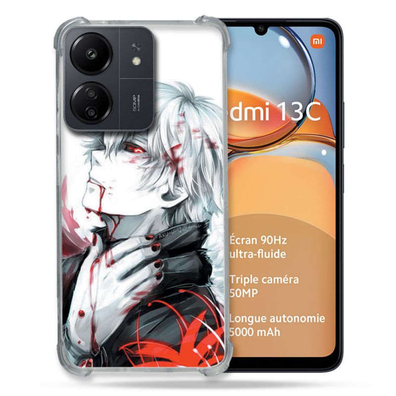 Coque Renforcé Pour Xiaomi Redmi 13C Manga Tokyo Ghoul Kaneki Blanc