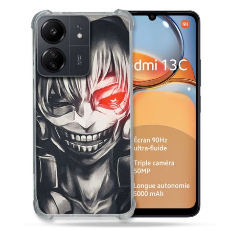 Coque Renforcé Pour Xiaomi Redmi 13C Manga Tokyo Ghoul Kaneki Noir
