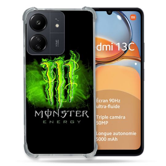 Coque Renforcé Pour Xiaomi Redmi 13C Monster Energy Vert