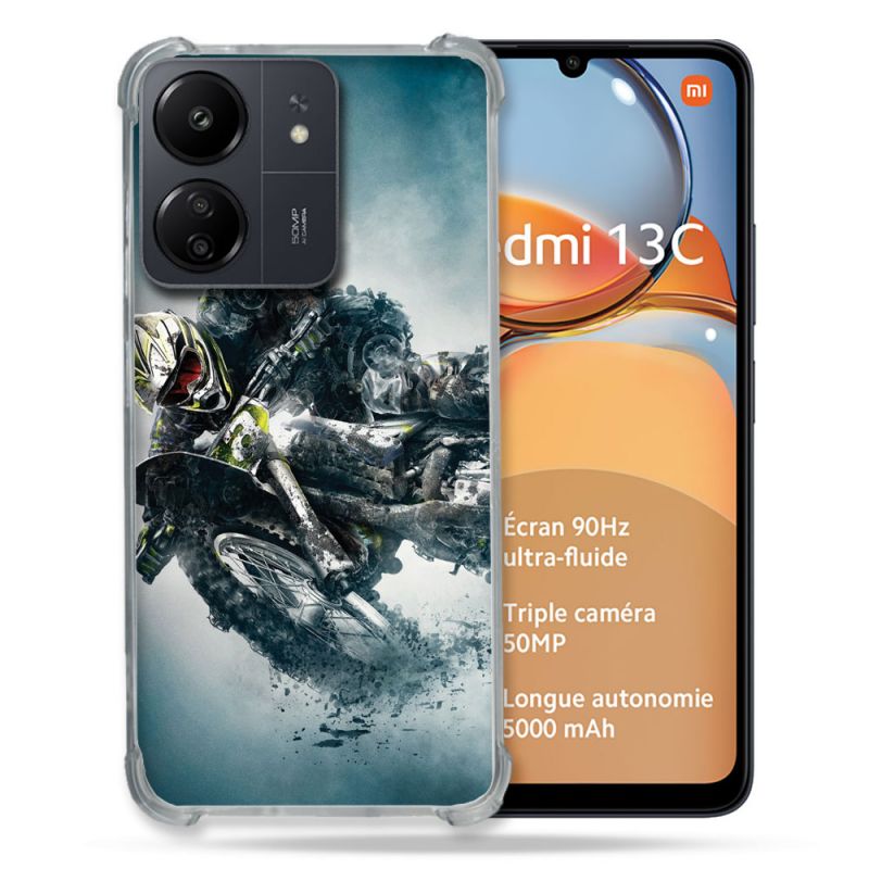 Coque Renforcé Pour Xiaomi Redmi 13C Moto Cross Ombre