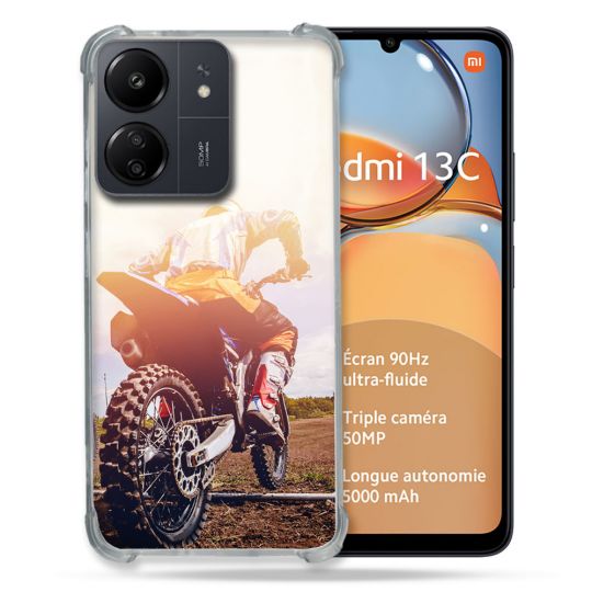 Coque Renforcé Pour Xiaomi Redmi 13C Moto Cross Soleil