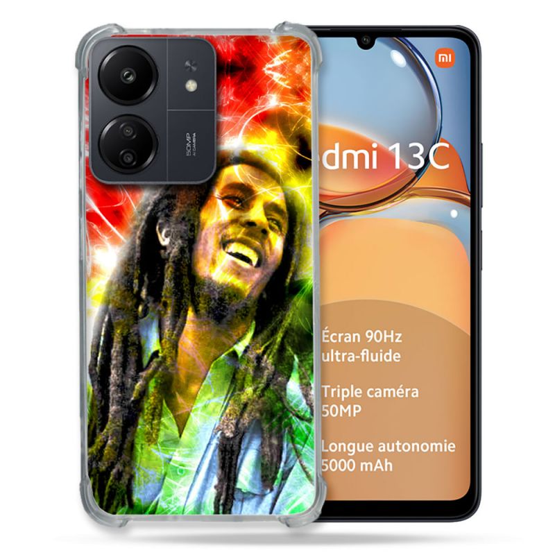Coque Renforcé Pour Xiaomi Redmi 13C Musique Bob Marley Color