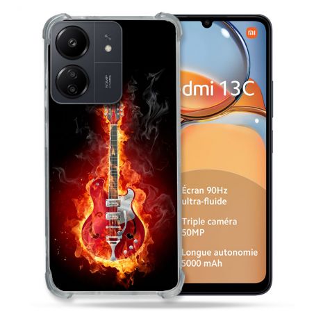 Coque Renforcé Pour Xiaomi Redmi 13C Musique Guitare Electrique