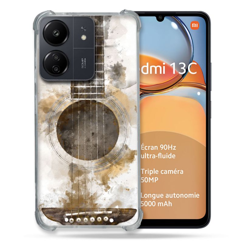 Coque Renforcé Pour Xiaomi Redmi 13C Musique Guitare Tag