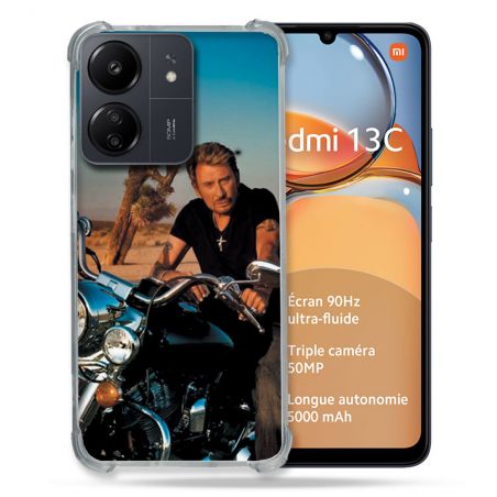 Coque Renforcé Pour Xiaomi Redmi 13C Musique Johnny Hallyday Moto