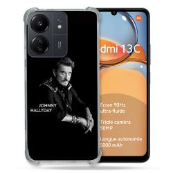 Coque Renforcé Pour Xiaomi Redmi 13C Musique Johnny Hallyday Noir