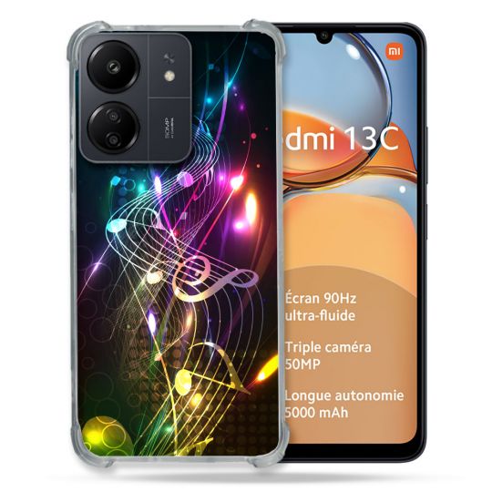 Coque Renforcé Pour Xiaomi Redmi 13C Musique Partition Multicolore