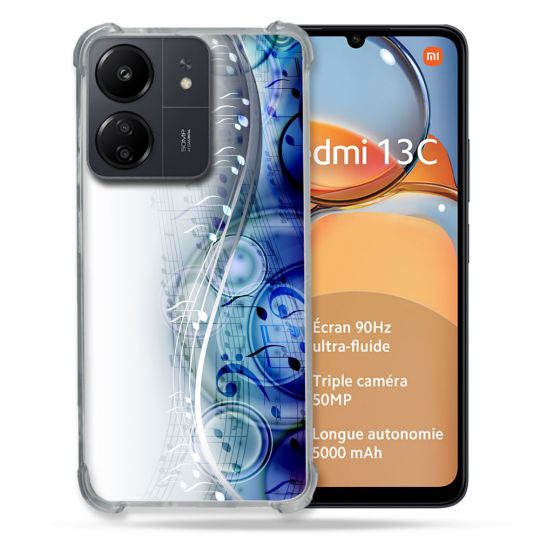 Coque Renforcé Pour Xiaomi Redmi 13C Musique Partition Vague
