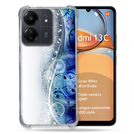 Coque Renforcé Pour Xiaomi Redmi 13C Musique Partition Vague