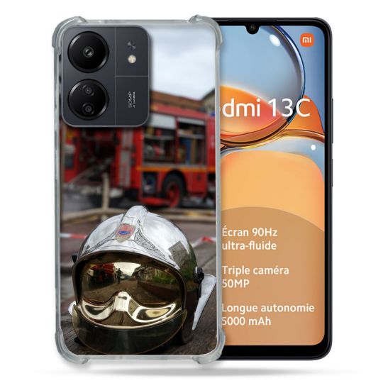 Coque Renforcé Pour Xiaomi Redmi 13C Pompier Casque Camion