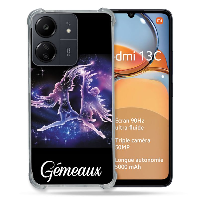 Coque Renforcé Pour Xiaomi Redmi 13C Signe Zodiaque 2 Gémeaux